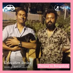 A happy client with his new Rottweiler puppy after we safely relocated the little one from Thrissur to Bangalore. We handle pets of all ages, including young puppies who require extra attention and care.