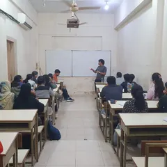 Our instructor leading a classroom session on safety principles and employability skills for economics students at R.D. National's College. Our approach integrates mental preparedness with physical techniques.