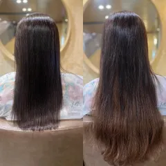 This before-and-after shows how extensions can be used to create a subtle balayage effect while also adding length and volume.
