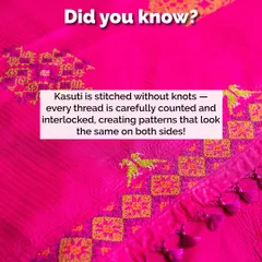 Did you know that Kasuti is stitched without knots, creating patterns that look the same on both sides? You can learn this beautiful technique at my upcoming workshop at the Museum of the Home in London.