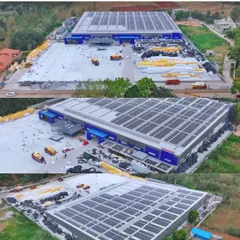A wide aerial perspective of the Avonplast factory and yard. This type of shot is ideal for showing the full scope of an industrial site, including storage, logistics, and production areas.