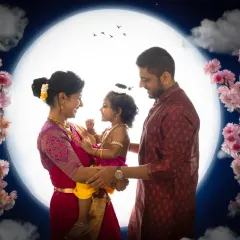 A mother's love under a magical full moon. This Yashoda and Krishna portrait is one of my signature fine art concepts, blending tradition with a dreamy, painterly style.