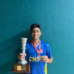 A proud moment for our academy as our student Anjaney stands with his well-earned trophy and medal. Our advanced training for competitive players focuses on match strategy and mental toughness to prepare them for high-stakes tournaments.