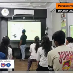 Our classroom setup for a perspective drawing lesson, showing students learning the principles of creating depth and realism in their work.