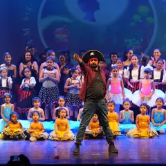 Our very own pirate king leading his crew. Our themed productions make dancing an adventure, allowing students to embody characters and tell stories on a grand stage.