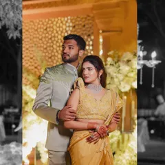 A stunning portrait of Mehak and Shiven from their engagement event in Jaipur. We use creative framing and editing to make your couple portraits stand out with an artistic touch.