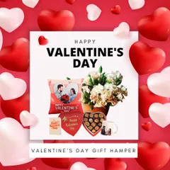 My Valentine's Day gift hampers are designed to be a complete celebration of love. This option includes a bouquet of fresh flowers, a custom photo pillow, a personalized mug, chocolates, and a greeting card, all beautifully arranged for your special someone.