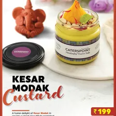 For your sweet cravings, I created this Kesar Modak Custard. It’s a fusion of traditional modak flavour with creamy, rich custard, garnished with nuts and saffron. It's a unique dessert perfect for Ganesh Chaturthi or just to treat yourself.