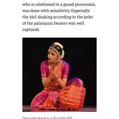 Another detail from the review, describing my portrayal of Tyagaraja. Capturing the subtle movements and emotions of a story is what makes abhinaya so powerful.