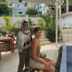 A picture with my lovely client, Tanya. Her happiness with the final design is the best reward for any artist.