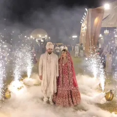 A fairytale entrance for a new beginning. I use elements like smoke and sparklers to frame couples in a grand, cinematic style, making their big moment feel like a scene from a movie.