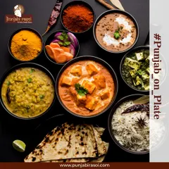 Punjab on a plate. This spread shows the variety we offer, from different dals and paneer curries to rice and fresh naan.