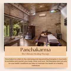 A look inside our serene Panchakarma therapy room. This ultimate healing therapy is a cornerstone of Ayurveda, designed to cleanse, restore, and rejuvenate your body, mind, and soul through a series of personalized treatments.