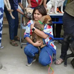 Me, cuddling a sweet puppy at our adoption drive at Samsidh International School. These events are not just about finding homes, they are about creating connections and showing these animals the love they deserve.