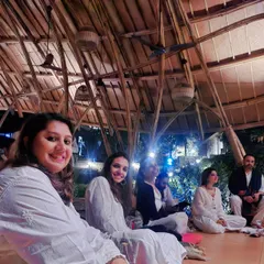 A full moon kirtan session under a beautiful bamboo structure. The energy of the full moon is perfect for reflection, chanting, and connecting with the community.