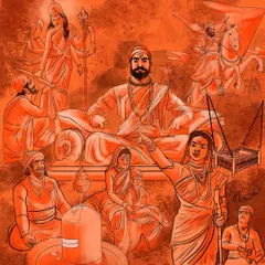 A digital illustration I created to celebrate Shiv Jayanti. This monochromatic piece brings together different elements of our heritage, with Shivaji Maharaj at the center, to honour this special day.
