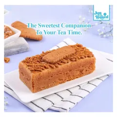 The Gooey Lotus Biscoff Teacake is a crowd-pleaser. It's a soft, buttery cake with Biscoff spread swirled in and topped with more spread and a crunchy biscuit.