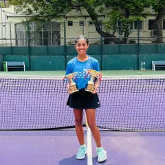 Success is a habit we build. We celebrate our 13-year-old champion, Eshal Pathan, after she secured both the singles finalist and doubles winner trophies at the All India U16 Championship Series, a testament to her hard work and our holistic training approach.