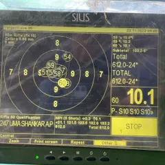 We use SIUS electronic targets for instant and accurate feedback. This display shows a high-scoring series during a 50m Rifle qualification, allowing our athletes to analyze their performance shot by shot and make immediate adjustments.