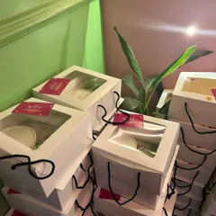Stacks of my party boxes ready to go. I can handle large bulk orders for corporate events, school functions, or big birthday celebrations.
