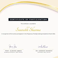 I am also trained in specialized areas like prenatal nutrition, demonstrated by my participation in this Pregnancy-Friendly Cooking Competition. I provide guidance for a healthy pregnancy journey.