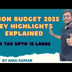 Thumbnail for our video explaining the key highlights of the Union Budget 2025, focusing on tax updates for individuals.