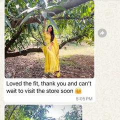 "Loved the fit, thank you and can't wait to visit the store soon." Your elegance brings our creation to life. Thank you for the lovely pictures, Vinathi mam.