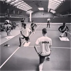 Keeping Team India fit and fierce. This is a glimpse into a group conditioning session with the Indian tennis team, where we guide them through synchronized lunges and mobility exercises to build collective strength and prevent injuries during demanding tournaments.