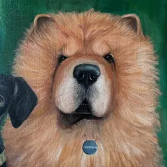 Here's Handsome the Chow Chow. I focused on creating the thick, fluffy texture of his fur and his calm, majestic presence. Each dog in the group portrait got their own special attention to detail.