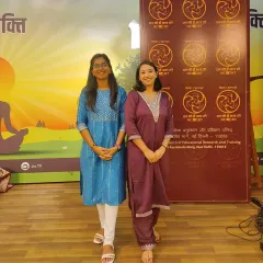 Posing with my co-host at the NCERT studio. Collaborating with other experts helps create a richer, more comprehensive wellness program for the audience.