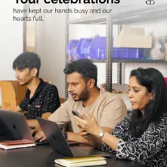 Your celebrations have kept our hands busy and our hearts full. Our team works diligently at their laptops, managing orders and ensuring everything runs smoothly during the festive rush.