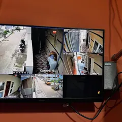 This is a typical multi screen view for a house, covering the street outside, the main corridor, and other access points. You can see everything at a glance.