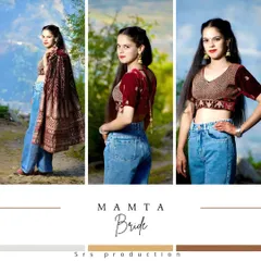 A modern bridal collage, blending traditional wear with a casual denim look. This shows the versatility of a bridal shoot, capturing different facets of the bride's personality.