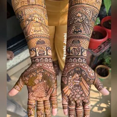 A full bridal design combining the iconic skylines of London and Mumbai. This is for the couple whose love story connects two great cities, blended with traditional varmala and peacock motifs.
