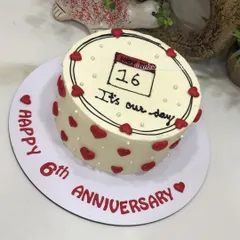 Another shot of the cute and meaningful anniversary cake.