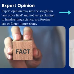 This is a slide from our analysis of the Bharatiya Sakshya Adhiniyam, 2023. We break down key changes, such as the expanded scope for expert opinions, to help clients understand their impact on evidence in litigation.