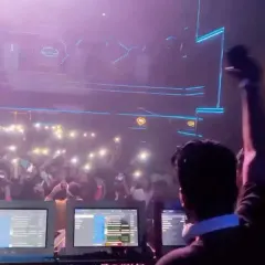The crowd at F Superclub with their lights up, creating a magical moment during the show with DJ Chetas.