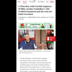 A Times of India article about a conversation with Farokh Engineer. We often reminisce about the old days and discuss the importance of nurturing young talent with the right values.