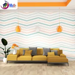 This multi-color chevron pattern brings a soft yet playful feel to the room. During a consultation, I can help you choose a color combination that works perfectly with your existing furniture.