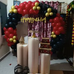 Even simple words can make a big impact. This birthday setup includes the word 'BRO' in light-up letters, adding a fun and personal element to the celebration decor.