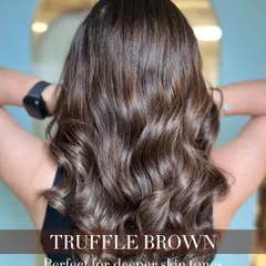Introducing our Truffle Brown, a rich and decadent shade designed to bring out the warmth in deeper skin tones. This color provides a glossy, uniform finish with subtle dimension, resulting in a timeless and sophisticated brunette look.