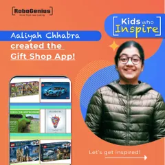 From e-commerce concepts to fun games, our students build a diverse range of applications. Here is Aaliyah Chhabra, who created a complete 'Gift Shop App'. We empower students to explore their interests, whether in business or entertainment, through practical coding projects.