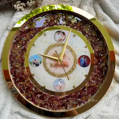 Timeless memories, preserved in resin. This personalized resin wall clock features cherished moments, real flowers, and a touch of gold, because memories deserve to be treasured forever.
