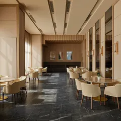 For the Rustomjee Elements banquet hall, we created a bright, expansive, and minimal yet notable design, delivering a sophisticated and functional venue for elite residential communities.