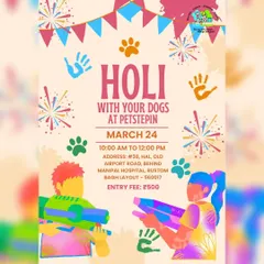 Come play with us. This is the official invitation to our annual Holi celebration, a much-anticipated event for dogs and their parents. We provide all the details, including date, time, and location, for this special day.