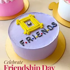 A fun cake to celebrate Friendship Day, themed after the iconic TV show "F.R.I.E.N.D.S." It's a perfect way to share a sweet moment with your closest friends.