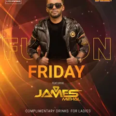 Another 'Fusion Friday' poster from a rooftop venue in Koramangala. These nights are all about mixing genres and keeping the vibe fresh and exciting.