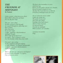 "The Freedom at Midnight" by Padwini, Poem 5 from our "Independence & Me" series. These poems explore the personal and profound meanings of freedom.