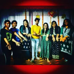 A group photo with my happy clients after a fun mehandi session. My team and I can handle bookings of any size for your event.