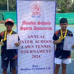 More gold for our young guns. Here are Vyom Shivmath and Pradhyuman Savant after winning the U-16 Team event at the MSSA Annual Inter School Lawn Tennis Tournament.